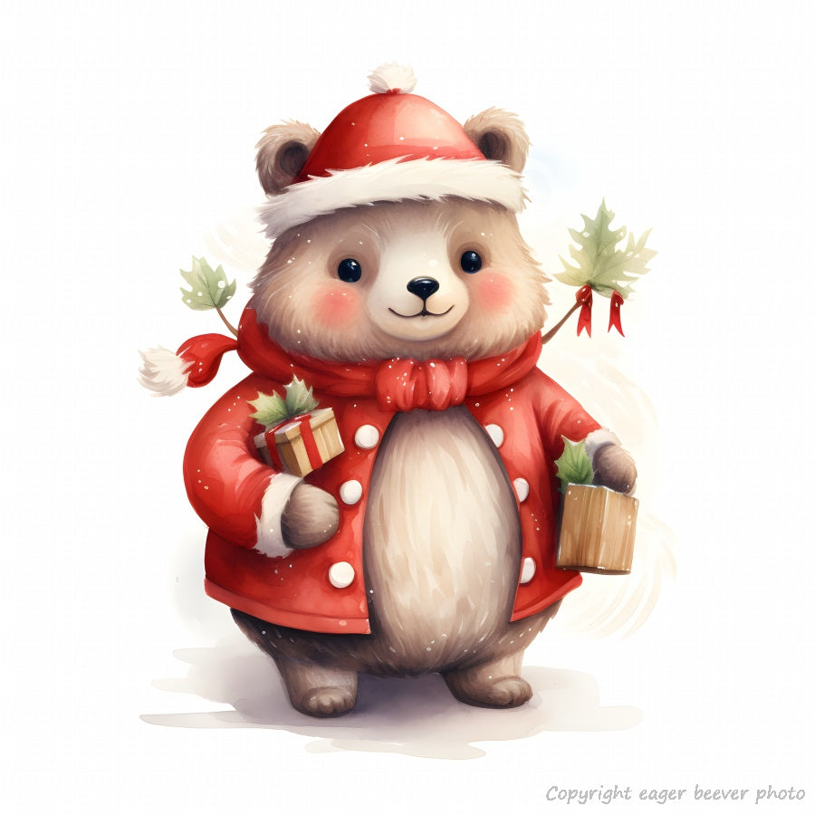 Christmas Wildlife Print Clothing Home Décor Gifts & download 19