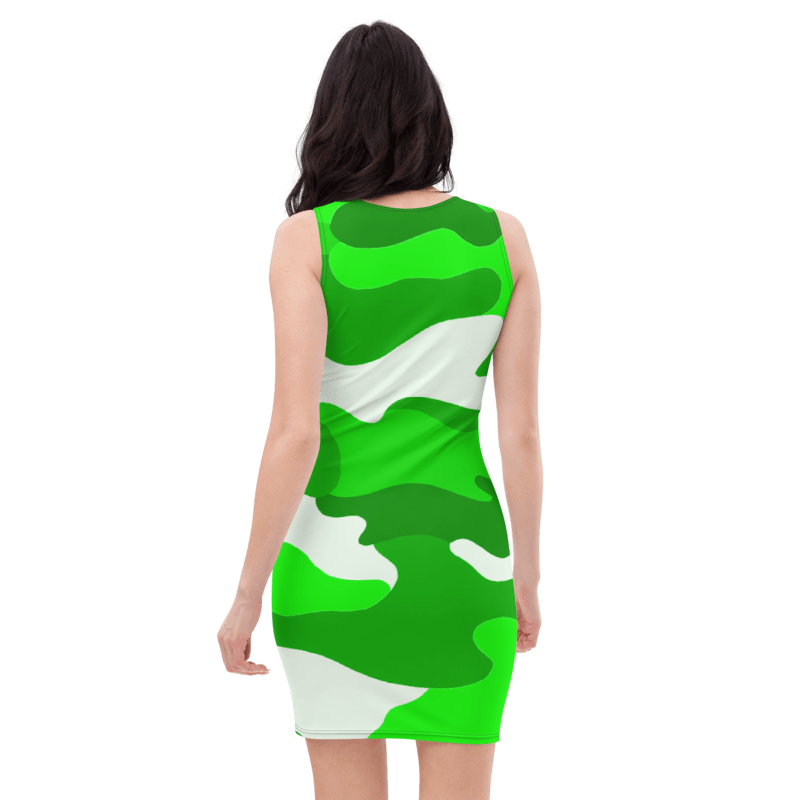 Women's & Girls Sleeveless Camo Pattern Print Body Con Dress 12