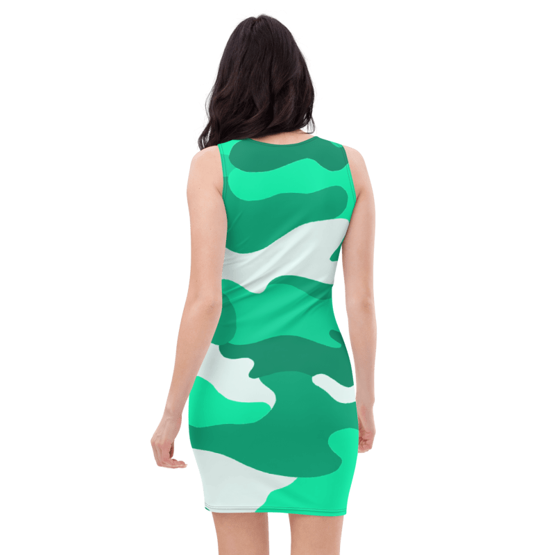 Women's & Girls Sleeveless Camo Pattern Print Body Con Dress 14