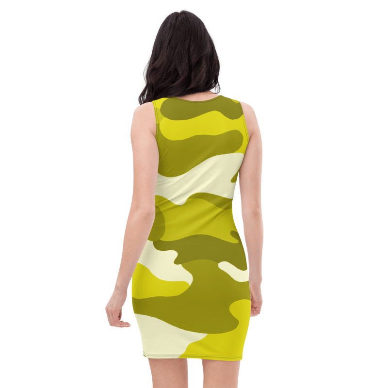 Women's & Girls Sleeveless Camo Pattern Print Body Con Dress 15