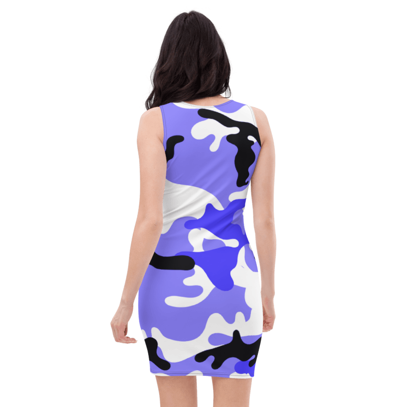 Women's & Girls Sleeveless Camo Pattern Print Body Con Dress 1
