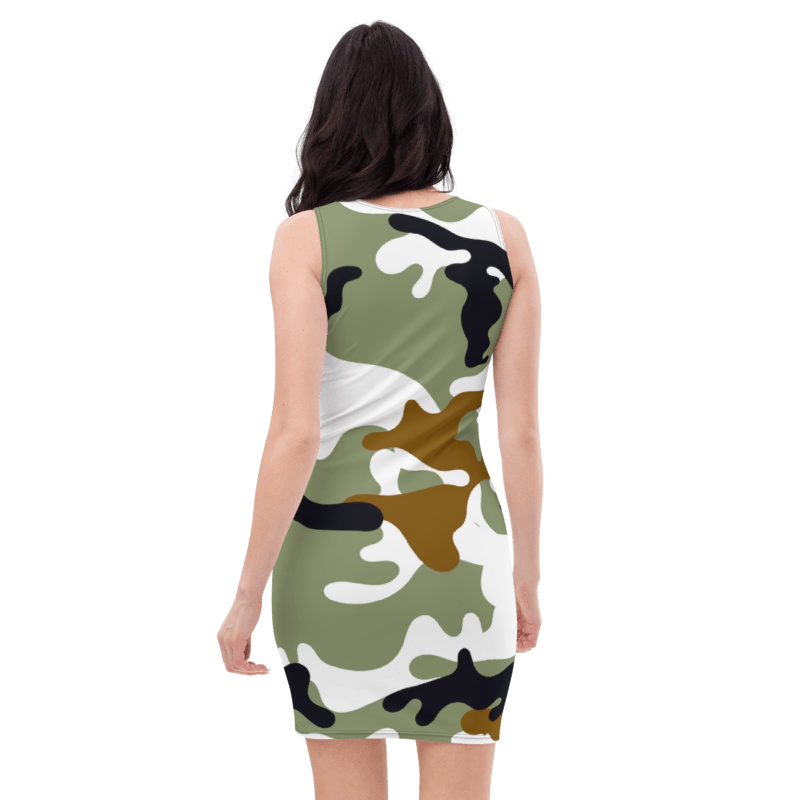 Women's & Girls Sleeveless Camo Pattern Print Body Con Dress 24