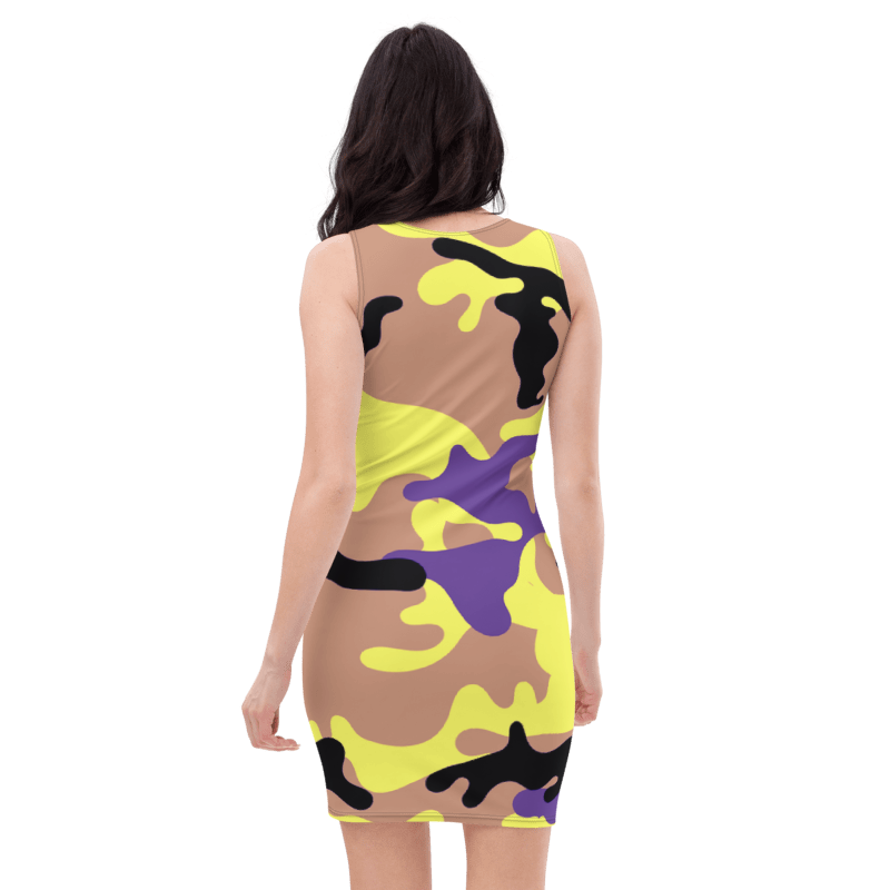 Women's & Girls Sleeveless Camo Pattern Print Body Con Dress 3