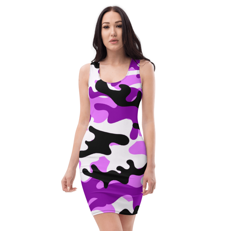Welcome to this Women's & Girls Combat ready Camo or camouflage Sleeveless Pattern print Body Con Dress Designed by UK Artist & Fashion Designer Christopher Beever available in all girls & women's dress sizes and in a growing range of camo or camouflage design's only found in the eager beever photo clothing shop.