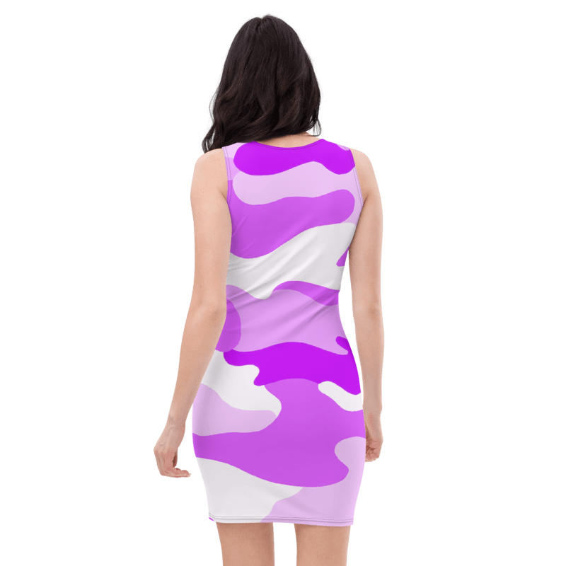Women's & Girls Sleeveless Camo Pattern Print Body Con Dress 9