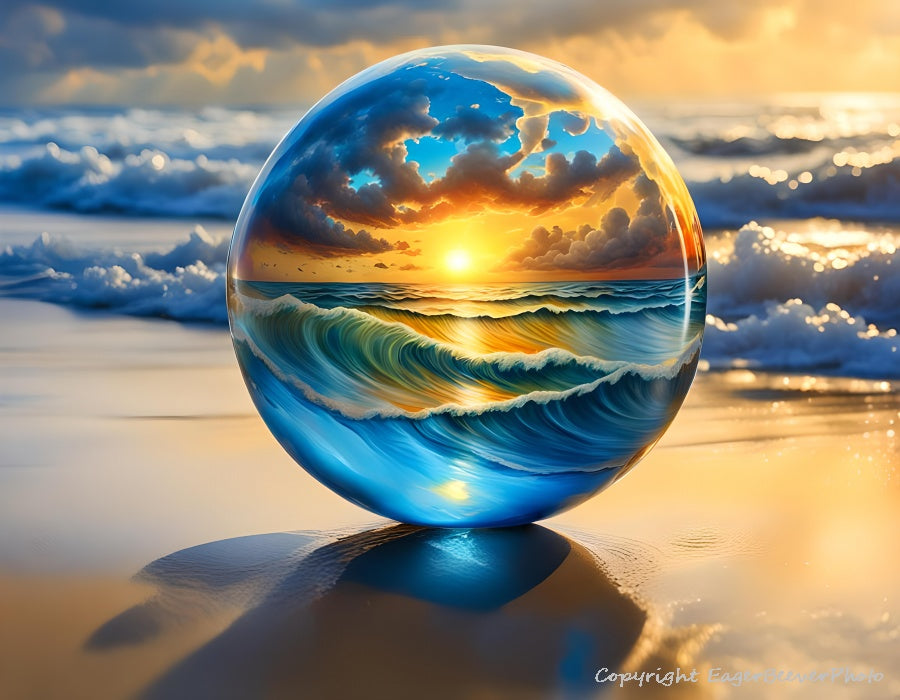 Earth's Reflections Glass Ball Sphere Art by chris beever 35