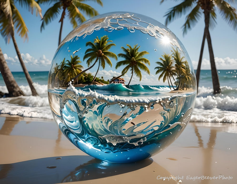 Earth's Reflections Glass Ball Sphere Art by chris beever 50