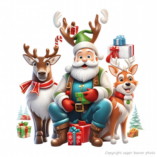 Father Christmas & friends Christmas Art Available for you to Design your own Printed Premium Christmas Jumpers/Sweatshirts, Christmas Hoodies, Christmas T-Shirts, Christmas bags, square Christmas cushions and Christmas wall art in all sizes great for your elf, I mean self and great for making your own Christmas Gifts.