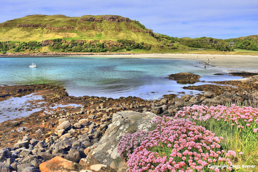 Calgary Bay Isle of Mull Scotland UK Landscape wall art and home office décor by Wigan UK Landscape Artist and Photographer Christopher Beever Available as a S to XXXL Canvas, poster, aluminium, wooden, Acrylic, framed, print and other wall art or as a Cushion, sofa throw or blanket in the Eager Beever Printing Shop.