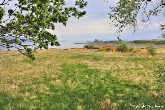 Duart Bay and Castle Isle of Mull Scotland UK Landscape wall art and home office décor by Wigan UK Landscape Artist and Photographer Christopher Beever Available as a S to XXXL Canvas, poster, aluminium, wooden, Acrylic, framed, print, wall art, Cushion, sofa throw, blanket and more in the Eager Beever Printing Shop. 