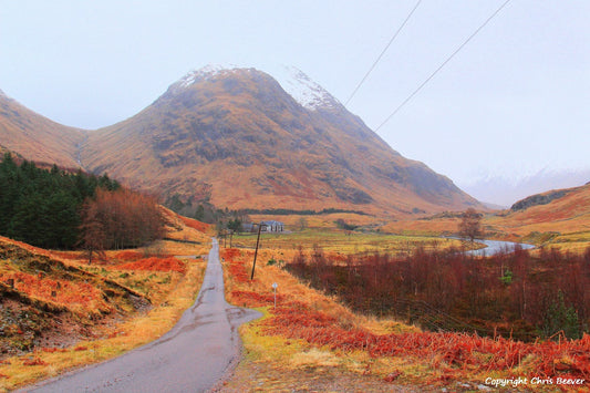 Glen Etive & Buachaille Etive Mor Scotland UK Landscape art and home office décor by UK Landscape Artist and Photographer Christopher Beever Available as a S to XXXL Canvas, poster, aluminium, wooden, Acrylic, framed, print and other wall art or as a Cushion, sofa throw or blanket in the Eager Beever Printing Shop. 