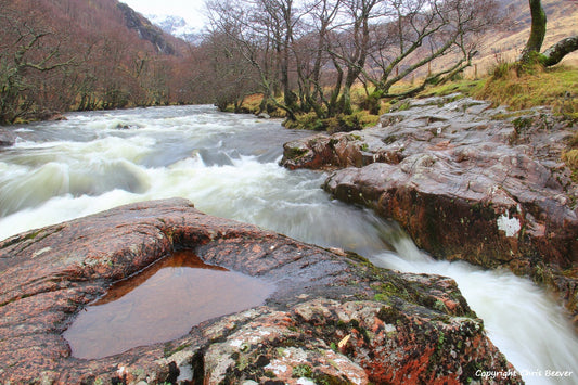 Glen Nevis & Steall Falls Scotland UK Landscape art and home office décor by UK Landscape Artist and Photographer Christopher Beever Available as a S to XXXL Canvas, poster, aluminium, wooden, Acrylic, fine art poster, framed, print, wall art or as a Cushion, sofa throw or blanket in the Eager Beever Printing Shop. 