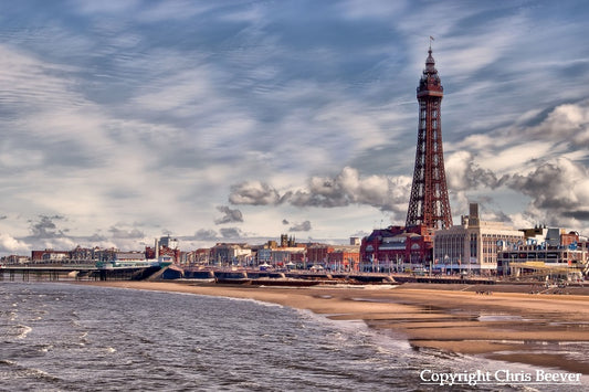 Blackpool Lancashire UK Landscape wall art and home office décor by Wigan UK Landscape Artist and Photographer Christopher Beever Available as a S to XXXL landscape, Canvas, poster, aluminium, wooden, Acrylic, framed, print and other wall art or as a Cushion, sofa throw or blanket in the Eager Beever Printing Shop. 