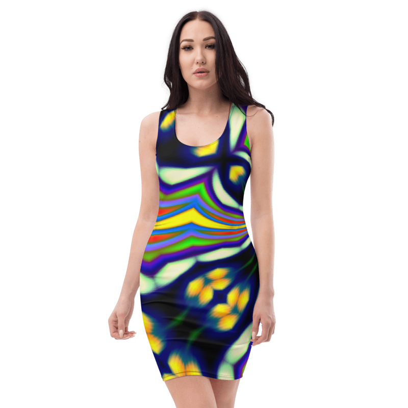 Welcome to our Eye Catching women's sleeveless Pattern Art print Body Con Dress Designed by UK Artist & Designer Christopher Beever from his Stunning Pattern art collections and now available on his growing range of women's or female designer dresses & Bespoke women's Clothing in the Eager Beever clothing shop.