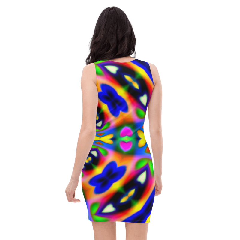 Women's & Girls Sleeveless Pattern Print Body Con Dress 34
