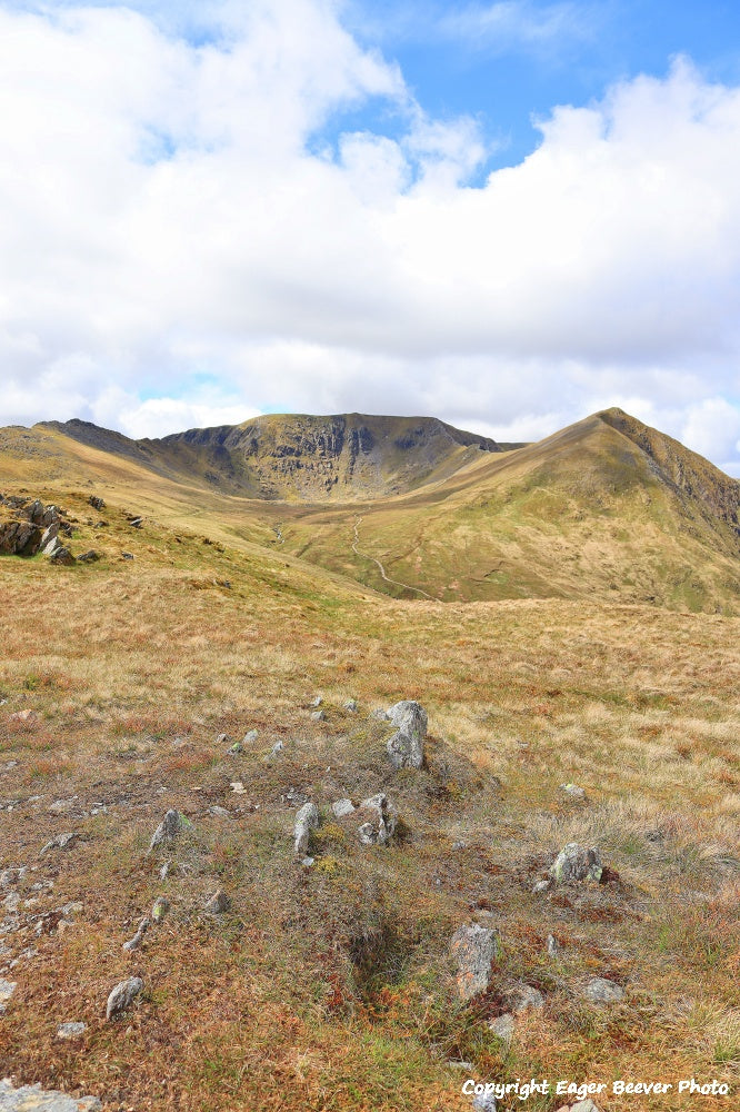 Helvellyn Striding Edge & Swirral Edge Lake District Cumbria UK Landscape art and home office décor by Artist and Photographer Christopher Beever Available as a S to XXXL, Canvas, poster, aluminium, wooden, Acrylic, framed, print, wall art or as a Cushion, sofa throw, blanket & More in the Eager Beever Printing Shop. 