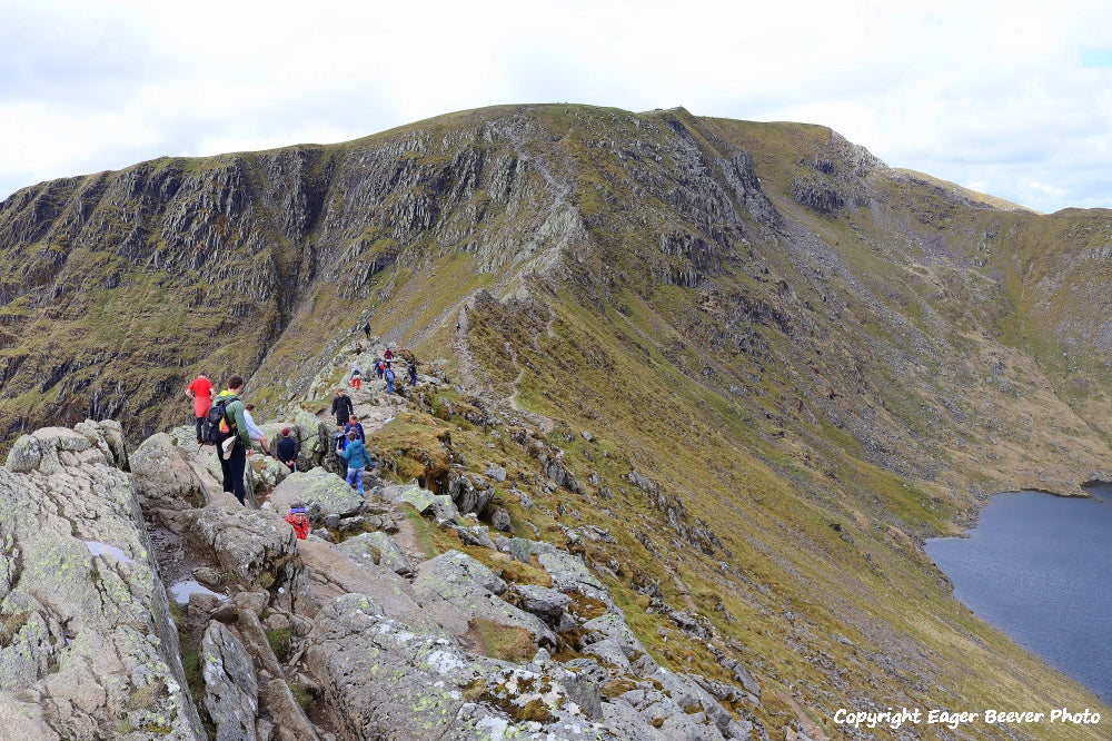 Helvellyn Striding Edge & Swirral Edge Lake District Cumbria UK Landscape art and home office décor by Artist and Photographer Christopher Beever Available as a S to XXXL, Canvas, poster, aluminium, wooden, Acrylic, framed, print, wall art or as a Cushion, sofa throw, blanket & More in the Eager Beever Printing Shop. 