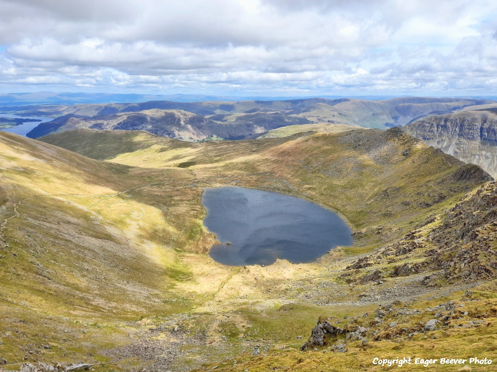 Helvellyn Striding Edge & Swirral Edge Lake District Cumbria UK Landscape art and home office décor by Artist and Photographer Christopher Beever Available as a S to XXXL, Canvas, poster, aluminium, wooden, Acrylic, framed, print, wall art or as a Cushion, sofa throw, blanket & More in the Eager Beever Printing Shop. 