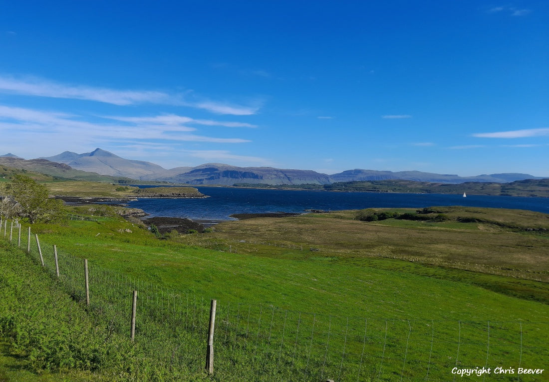 Loch na Keal Isle of Mull Scotland UK Landscape wall art and home office décor by Wigan UK Landscape Artist and Photographer Christopher Beever Available as a S to XXXL Canvas, poster, aluminium, wooden, Acrylic, framed, print and other wall art or as a Cushion, sofa throw or blanket in the Eager Beever Printing Shop. 