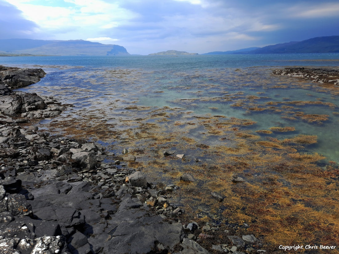 Loch na Keal Isle of Mull Scotland UK Landscape wall art and home office décor by Wigan UK Landscape Artist and Photographer Christopher Beever Available as a S to XXXL Canvas, poster, aluminium, wooden, Acrylic, framed, print and other wall art or as a Cushion, sofa throw or blanket in the Eager Beever Printing Shop. 