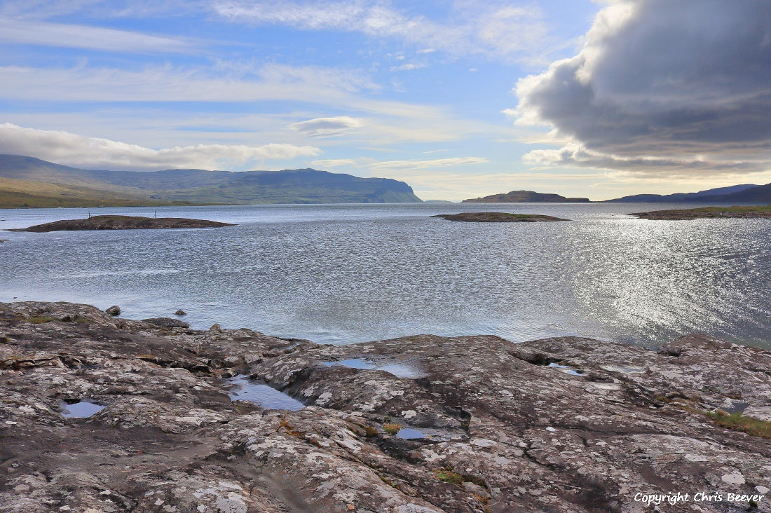 Loch na Keal Isle of Mull Scotland UK Landscape wall art and home office décor by Wigan UK Landscape Artist and Photographer Christopher Beever Available as a S to XXXL Canvas, poster, aluminium, wooden, Acrylic, framed, print and other wall art or as a Cushion, sofa throw or blanket in the Eager Beever Printing Shop. 