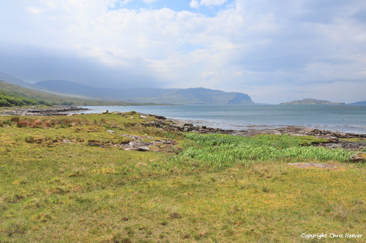 Loch na Keal Isle of Mull Scotland UK Landscape wall art and home office décor by Wigan UK Landscape Artist and Photographer Christopher Beever Available as a S to XXXL Canvas, poster, aluminium, wooden, Acrylic, framed, print and other wall art or as a Cushion, sofa throw or blanket in the Eager Beever Printing Shop. 