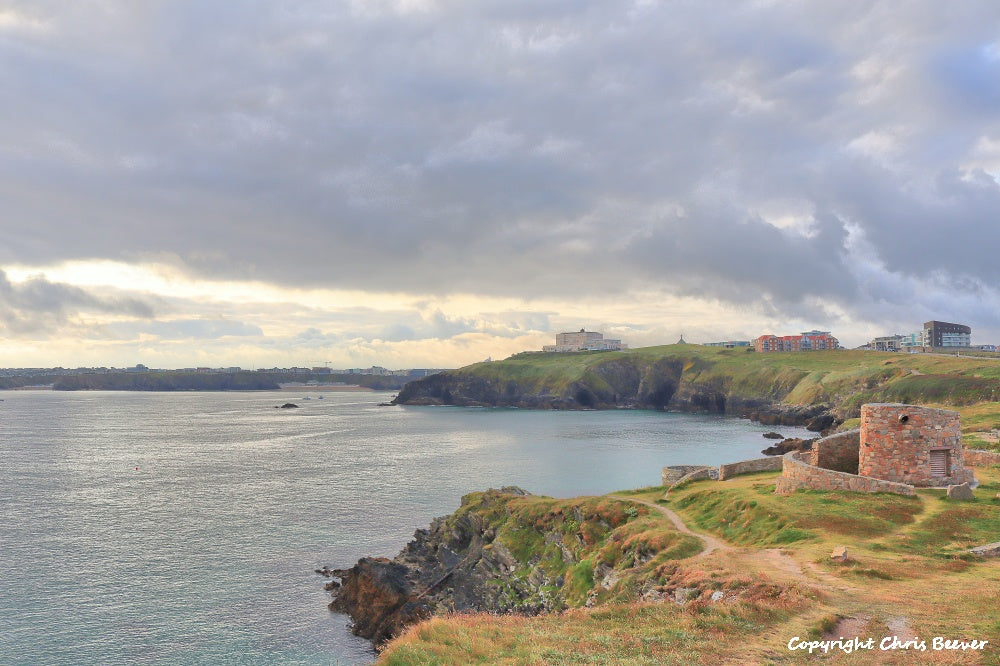 views of Newquay Cornwall UK Landscape art and home office décor by Wigan UK Landscape Artist and Photographer Christopher Beever Available as a S to XXXL landscape, Canvas, poster, aluminium, wooden, Acrylic, framed, print and other wall art or as a Cushion, sofa throw or blanket in the Eager Beever Printing Shop. 